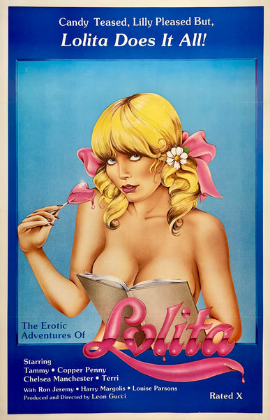 Original vintage THE EROTIC ADVENTURES OF LOLITA! adults only erotic X-rated erotica linen backed one sheet movie poster circa 1982.