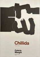 Original vintage GALERIE MAEGHT - CHILLIDA linen backed French exhibition travel affiche poster plakat by artist Eduardo Chillida circa 1970.