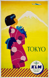 Rare authentic original vintage TOKYO - KLM - ROYAL DUTCH AIRLINES airline travel and tourism poster plakat affiche circa 1950.