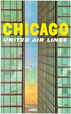 Authentic rare original vintage Chicago - United Air Lines linen backed UAL airline travel and tourism poster plakat affiche by artist Stan Galli circa 1950s.