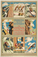 Original vintage The National Savings Habit Develops Character linen backed motivational poster plakat affiche by artist Nowell Edwards, circa 1930s.