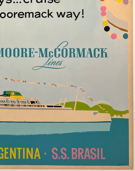 Vintage Menus, French, Cruise Line, Moore Mccormack, SS Brasil