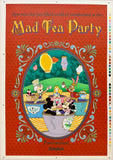 Rare and authentic original vintage MAD TEA PARTY - DISNEYLAND - FANTASYLAND Uncut Printer's Proof - Hand Numbered DL/10 in Pencil linen backed attraction poster plakat affiche printed circa 1985.