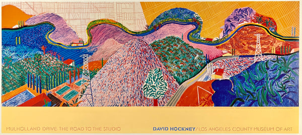 Original vintage David Hockney Los Angeles County Museum of Art LCMOA exhibition poster circa 1980.