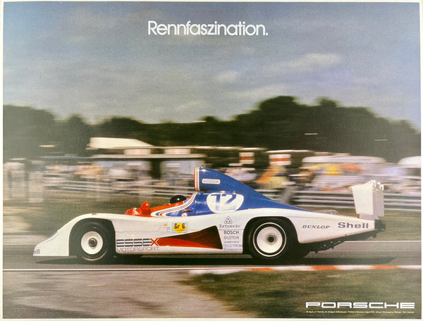 Original vintage Porsche - Rennfaszination linen backed victory showroom auto racing poster plakat affiche circa 1979.