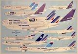 Original vintage Air France Les Avions Du Groupe linen backed travel and tourism poster plakat affiche circa 1994.