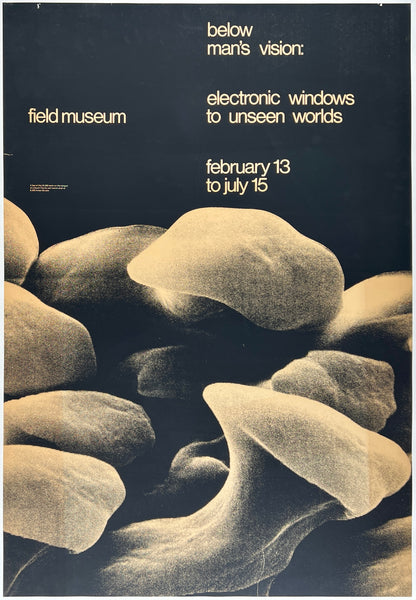 Original vintage Chicago Field Museum Below Man's Vision 1971 linen backed silkscreen museum exhibit poster plakat affiche.