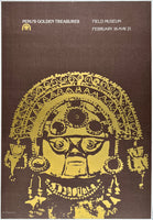 Original vintage Chicago Field Museum Peru's Golden Treasures 1978 silkscreen museum exhibit poster plakat affiche.