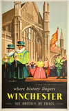 Original vintage Winchester British Railways linen backed travel and tourism poster plakat affiche circa 1950s.