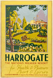 Original vintage Harrogate - The Nation's Premier Resort British linen backed travel and tourism silkscreen poster plakat affiche circa 1930s.