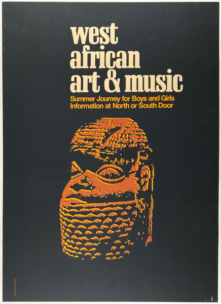 Original vintage Chicago Field Museum West African Art & Music 1970s silkscreen museum exhibit poster plakat affiche.
