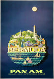 Original vintage Bermuda  - Pan Am - World's Most Experienced Airline linen backed travel and tourism poster by artist Raymond Ameijide, circa 1950.