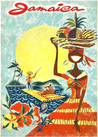 Original vintage Jamaica linen backed Caribbean Islands Jamaican travel and tourism poster, circa 1960s.