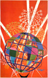 Original vintage New York World's Fair - Fly TWA (without text) linen backed aviation travel and tourism poster by artist David Klein, illustrator of airline posters for Trans World Airlines destinations, circa 1961.