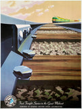 Original vintage The Minneapolis & St. Louis Railway - Fast Freight Service in the Great Midwest - General Motors Diesel Locomotive linen backed railway travel and tourism poster by artist Bern Hill, circa 1950s.