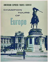 Original vintage American Express Travel Service Europe linen backed travel and tourism silkscreen poster plakat affiche circa 1960.