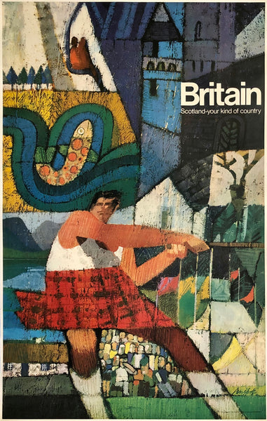 Original vintage Britain - Scotland-Your Kind of Country linen backed British travel and tourism poster by artist John Armstrong, circa 1968.