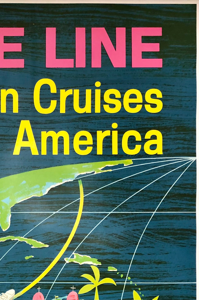 Original Vintage Poster GRACE LINE - TWO-OCEAN CRUISES TO SOUTH AMERICA ...