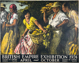 Original vintage British Empire Exhibition 1924 held at Wembley linen backed travel and tourism poster plakat affiche by artist Gerald Spencer Pryse circa 1924.