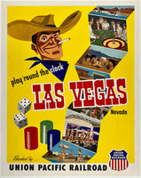 Original vintage Union Pacific - Las Vegas linen backed railway railroad poster plakat affiche circa 1950s.