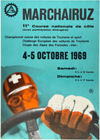 Original vintage Marchairuz Swiss linen backed automobile car event poster plakat affiche circa 1969.