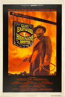 Original vintage High Plains Drifter one sheet linen backed American spaghetti Western movie poster featuring Clint Eastwood by artist Ron Lesser, circa 1973.