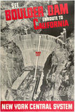 Original vintage See Boulder Dam - California - New York Central System linen backed Southwestern America railway travel and tourism poster, circa 1935.