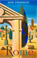 Original vintage Air France - Rome linen backed airline travel and Italian tourism poster by artist Nathan promoting travel to Italy, circa 1960.