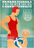 Original vintage Frederiksberg linen backed Danish travel Denmark tourism poster plakat affiche by artist Thor Bogelund circa 1938.