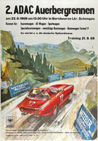 Original vintage 2. ADAC Auerbergrennen 1968 linen backed German automobile motorcycle event poster plakat affiche, circa 1968.