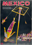 Original vintage Mexico Veracruz Flying Pole Dance linen backed Mexican travel and tourism poster plakat affiche circa 1950s.