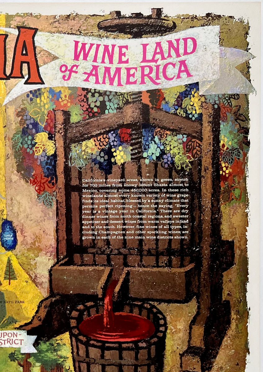 Original Vintage Poster CALIFORNIA WINE LAND OF AMERICA CHICAGO