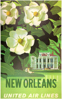 Original vintage New Orleans - United Air Lines linen backed UAL airline travel and tourism poster by artist Stan Galli, circa 1950s.
