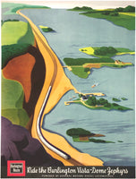 Original vintage poster Burlington route railroad by artist Bern Hill