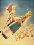 Original Moet & Chandon Champagne linen backed art deco food and liquor advertising poster by artist Vince McIndoe, circa 1996.
