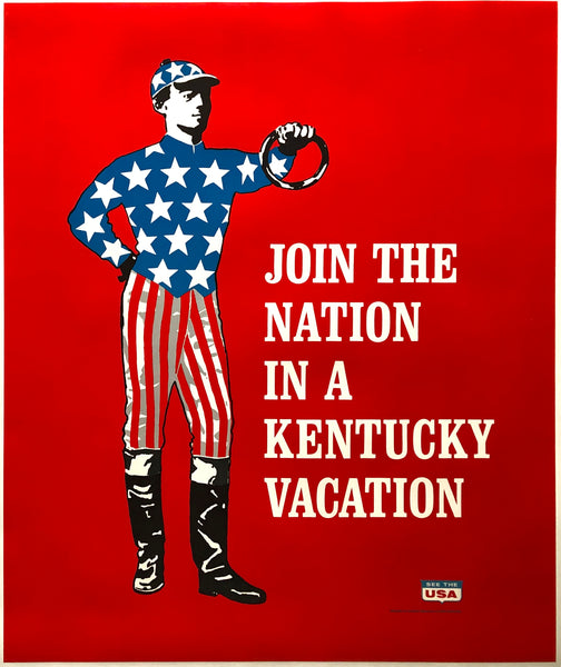 Original vintage Join the Nation in a Kentucky Vacation linen backed American travel and tourism poster by an anonymous artist, circa 1960s.