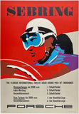 Original vintage Porsche - Sebring 12 Hour GP of Endurance linen backed victory showroom auto racing poster plakat affiche designed by artist Erich Strenger, circa 1958.