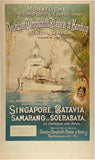 Original vintage Sunda Linie - Salatiga Destschen Dampfschiffs Rhederei Zu Hamburg linen backed travel and tourism cruise ship steamship expedition poster by an anonymous artist, circa 1890.