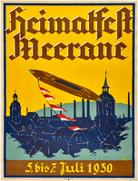 Original vintage Heimatfest Meerane linen backed travel and tourism poster plakat promoting travel to Germany for its festivals, from The Hans Sachs collection, circa 1930.