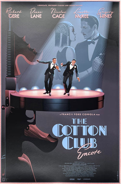 Original Cotton Club Encore hand #'d screenprint by artist Laurent Durieux, created for the movie by Francis Ford Coppola that featured Richard Gere, Diane Lane, Nicolas Cage, Gregory Hines, circa 2020.