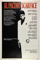 Original vintage Scarface linen backed one sheet 1 sh movie poster featuring Al Pacino, Michelle Pfeiffer, and Robert Loggia, circa 1983.