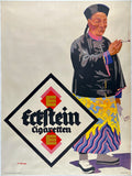 Original vintage Eckstein Cigaretten linen backed German cigarette advertising poster plakat affiche from The Hans Sachs collection by artist Pathe circa 1925.