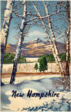 Original vintage New Hampshire linen backed New England travel and tourism ski and mountains poster by an anonymous artist, circa 1950s.
