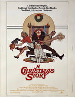 Original vintage A Christmas Story linen backed 30 x 40 movie poster featuring Ralphie, Santa Claus, and others by artist Robert Tanenbaum, and printed circa 1983.