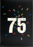 Original offset poster print IBM 75 by artist Paul Rand circa 1989.