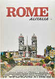 Original vintage Rome Alitalia linen backed Italian tourism poster plakat affiche promoting travel to Roma Italy by airplane, circa 1970.