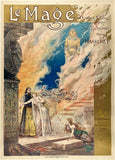 Original vintage Le Mage stone lithograph linen backed French theater opera affiche poster plakat circa 1891.