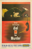 Original vintage Dial M For Murder linen backed one sheet movie poster for the film directed by Alfred Hitchcock and starring Ray Milland and Grace Kelly; illustrated by an anonymous artist, and printed circa 1954.