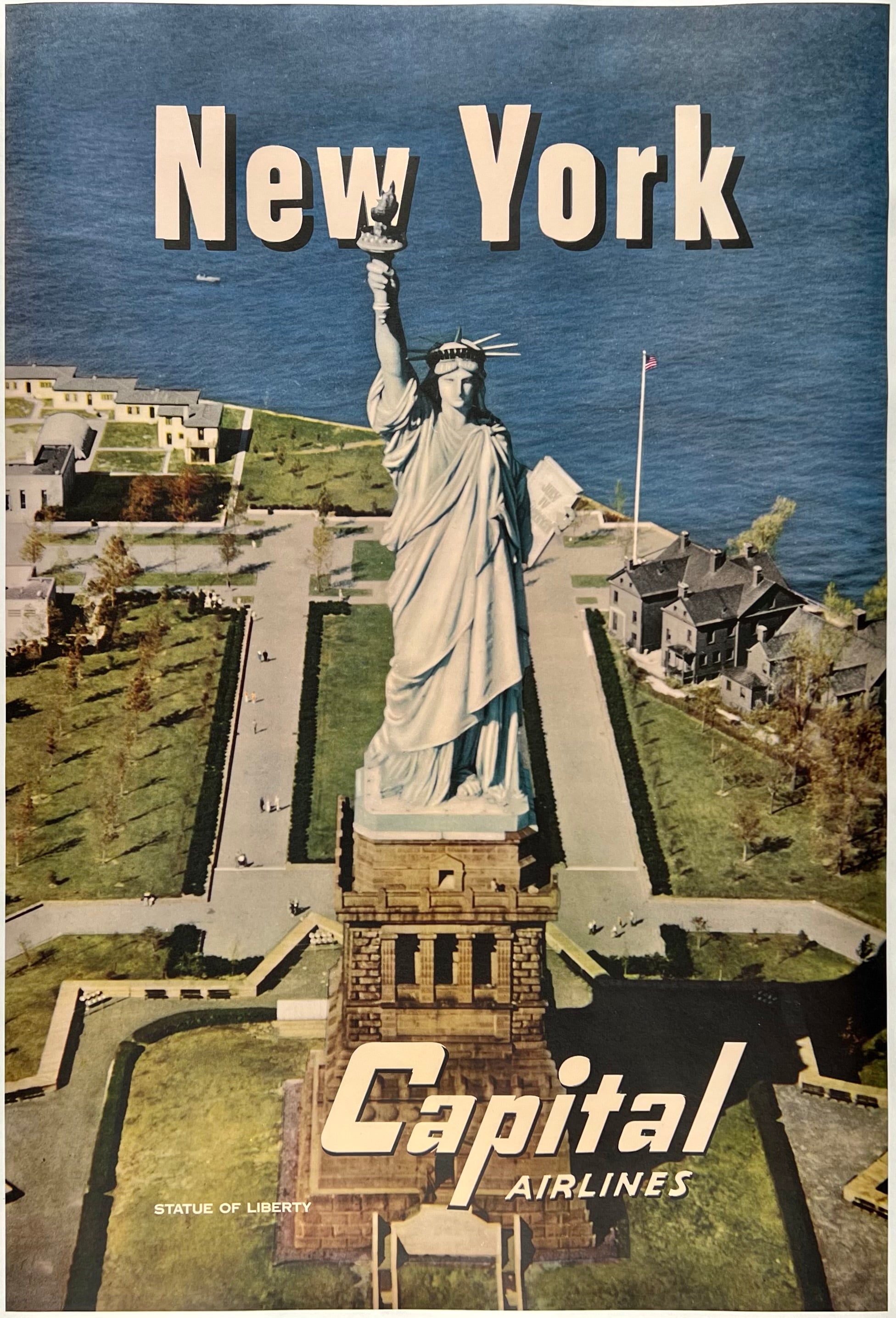 Original Vintage Poster NEW YORK - CAPITAL AIRLINES – CHICAGO