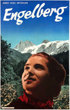 Original vintage Engelberg - Switzerland linen backed travel and tourism photo offset poster circa 1960s.